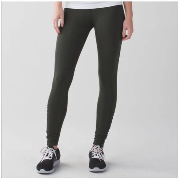 Lululemon Speed Tight IV Leggings Ruched Ankle Army Forest Green Size 6 - Picture 1 of 6